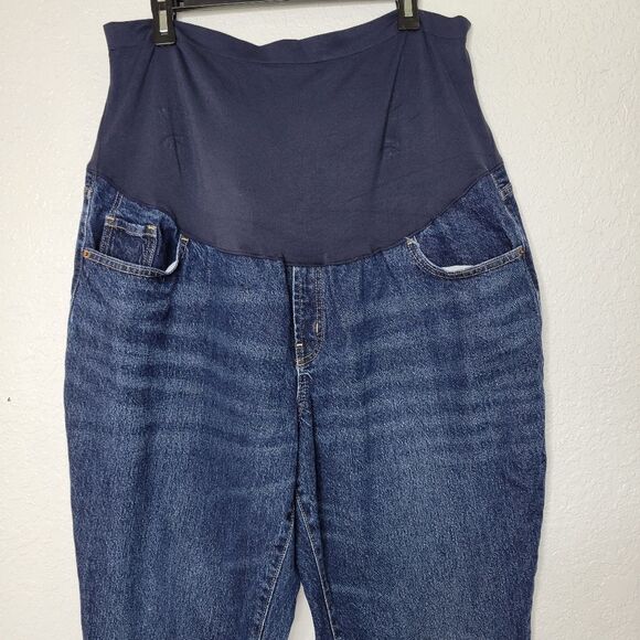 Old Navy Size 18 Dark Wash Full Panel Maternity Slouchy Straight Jeans - Picture 5 of 10